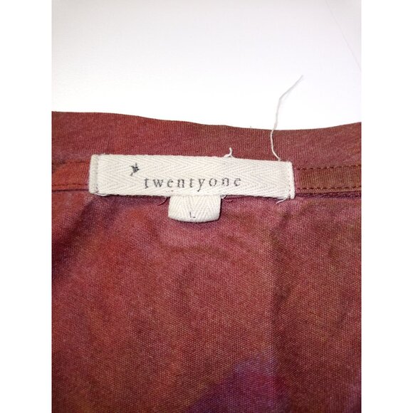 twenty-one Red Orange V-Neck Bleach Washed Short Sleeve Tee Size Large - Picture 5 of 6